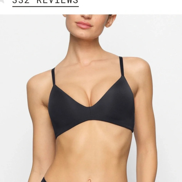 *Final Price* SKIMS T-SHIRT DEMI BRA WIRELESS FORM 32D NWT ONYX BLACK - Picture 2 of 4